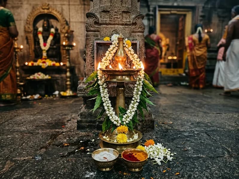 Traditional Temple Brass Lamp - Nivarthi Spiritual Guidance